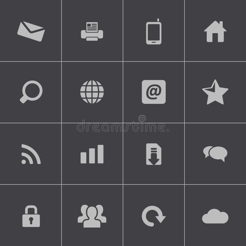 Set de pictograme Internet negru vectoriale vector illustration
