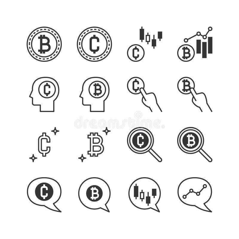 Set de pictograme linie bitcoin. colecție de elemente schiță pentru monedă cripto. pictograme linie vectorială royalty free illustration