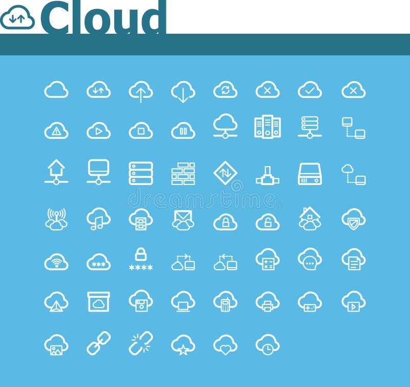 Set de pictograme pentru cloud computing royalty free illustration