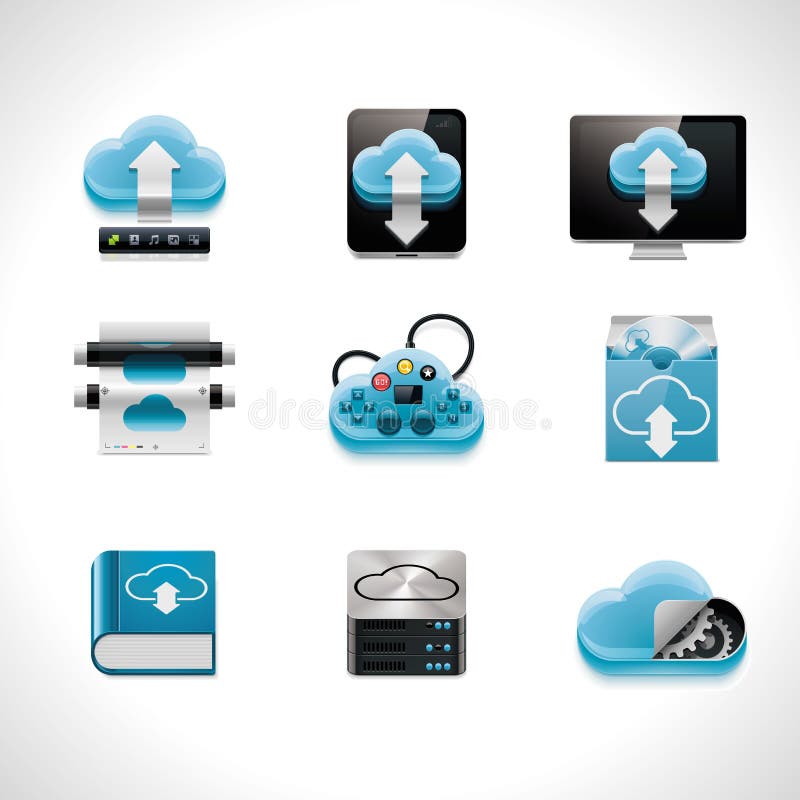 Set de pictograme pentru cloud computing vectorial stock illustration