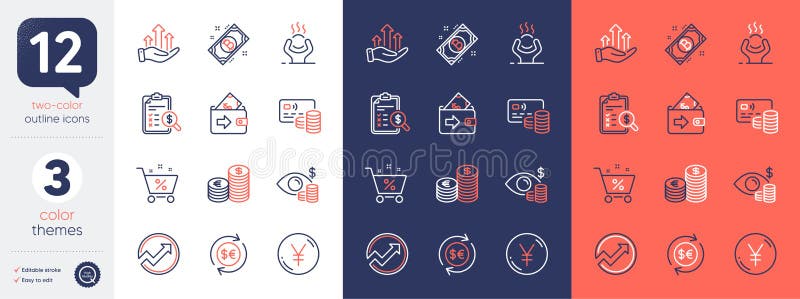 Set de pictograme pentru credite pentru vedere la firmă și pentru linii bitcoin. pentru proiectare. vector royalty free illustration