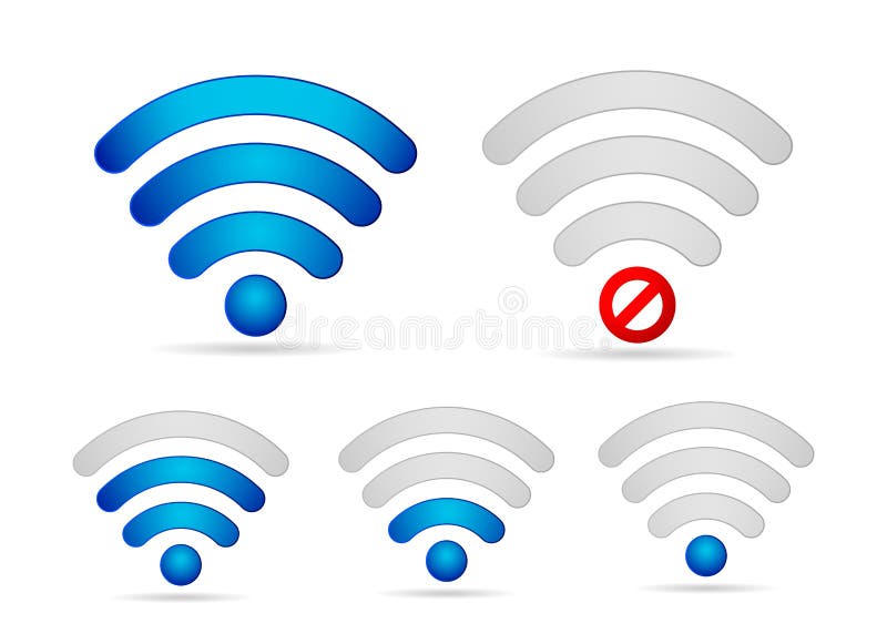 Set de pictograme pentru rezistența semnalului wifi stock illustration