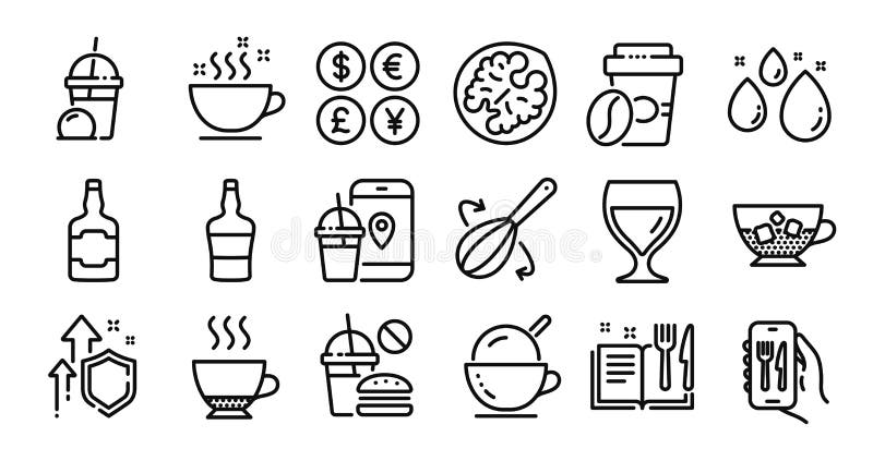 Set de pictograme pentru rețeta de cafea și pentru linia de cafea. vector vector illustration