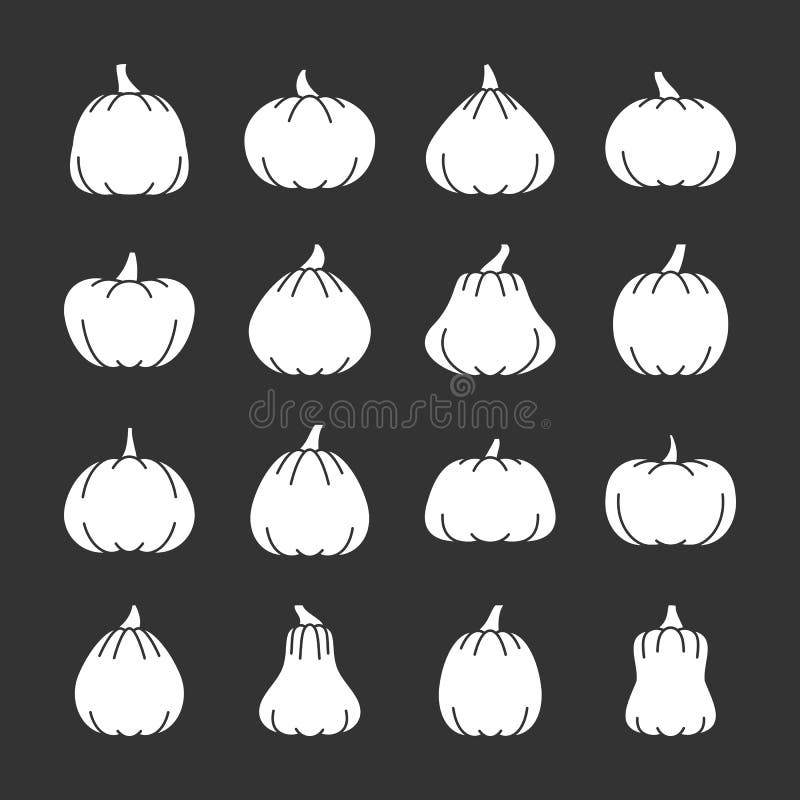 Set de pictograme pentru silueta albă de dovleac de Halloween stock illustration