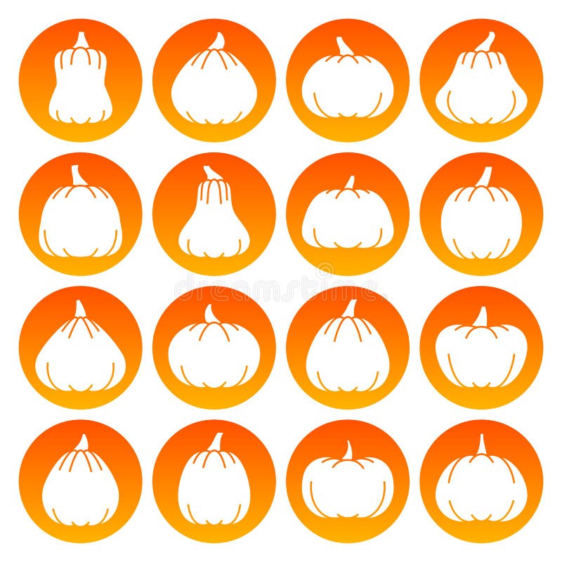 Set de pictograme pentru silueta albă de dovleac de Halloween stock illustration