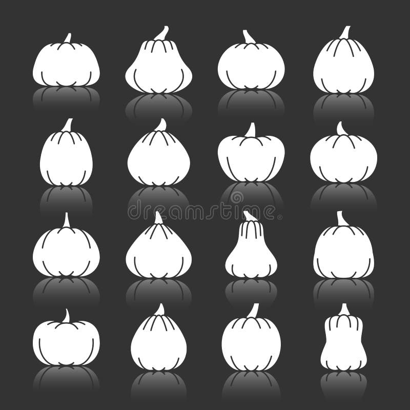 Set de pictograme pentru silueta albă de dovleac de Halloween stock illustration