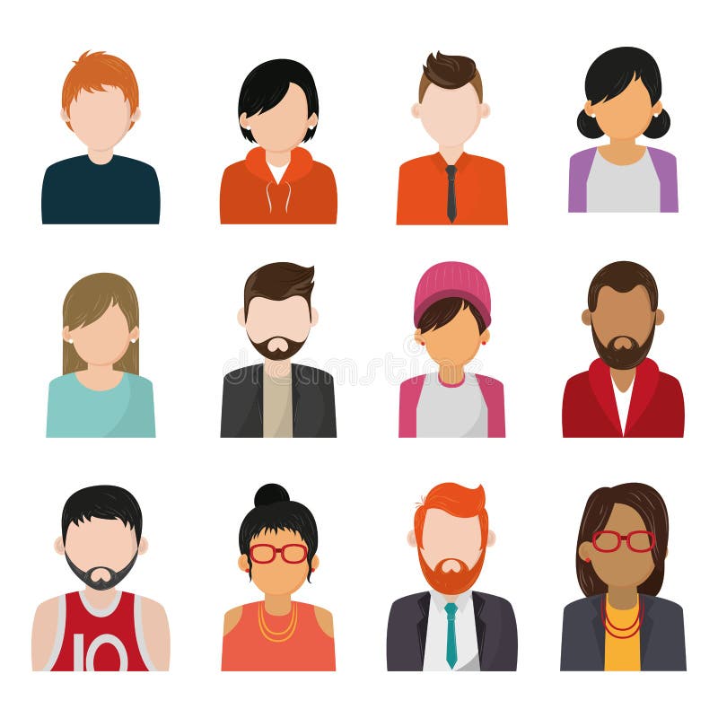 Set de pictograme personaje fără chip stock illustration