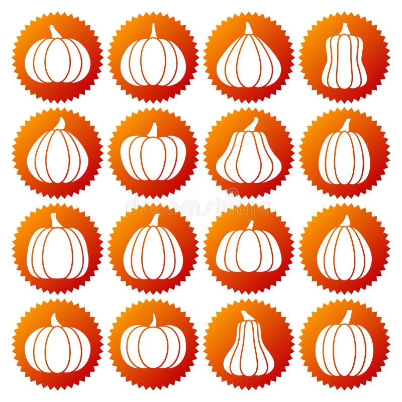 Set de pictograme siluete albe cu dovleac vector illustration