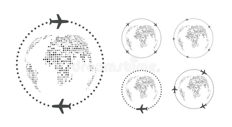 Set de pictograme simple pentru călătorii. în jurul lumii, în avion. șablon pentru sigla de călătorie pentru avion. pictogramă vec vector illustration
