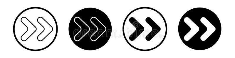 Set de pictograme vectoriale linie subțire cu săgeată dreapta stock illustration