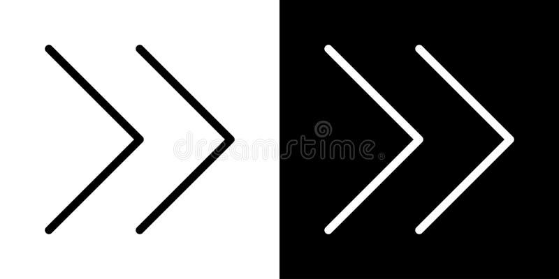 Set de pictograme vectoriale linie subțire cu săgeată dreapta royalty free illustration