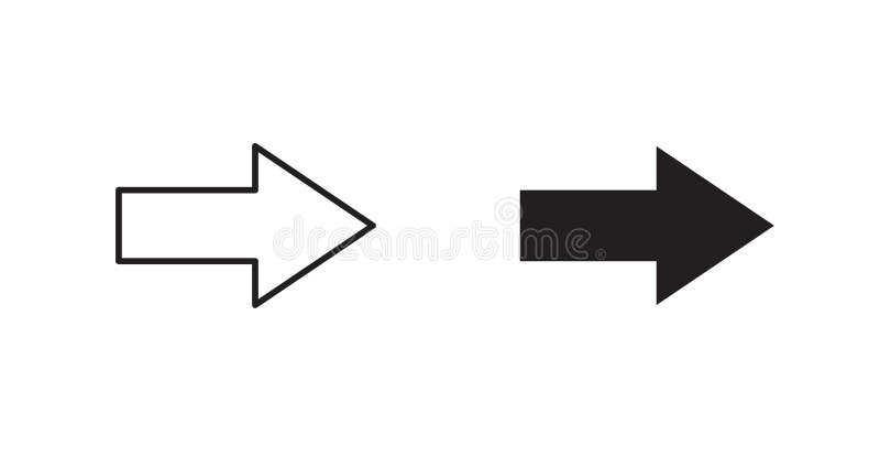 Set de pictograme vectoriale linie subțire cu săgeată dreapta royalty free illustration