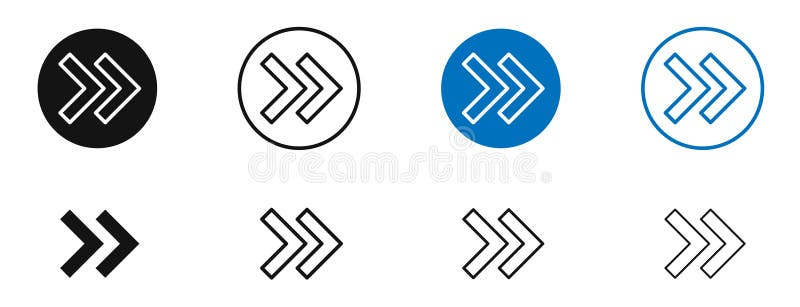 Set de pictograme vectoriale linie subțire cu săgeată dreapta vector illustration