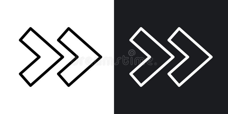 Set de pictograme vectoriale linie subțire cu săgeată dreapta stock illustration