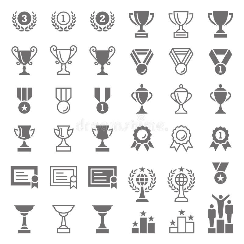 Set de pictograme vectoriale pentru trofee și premii stock illustration