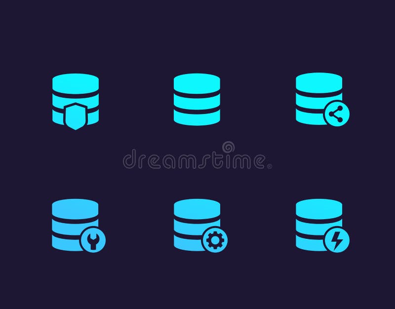 Set de pictograme vectoriale de stocare a datelor de bază stock illustration