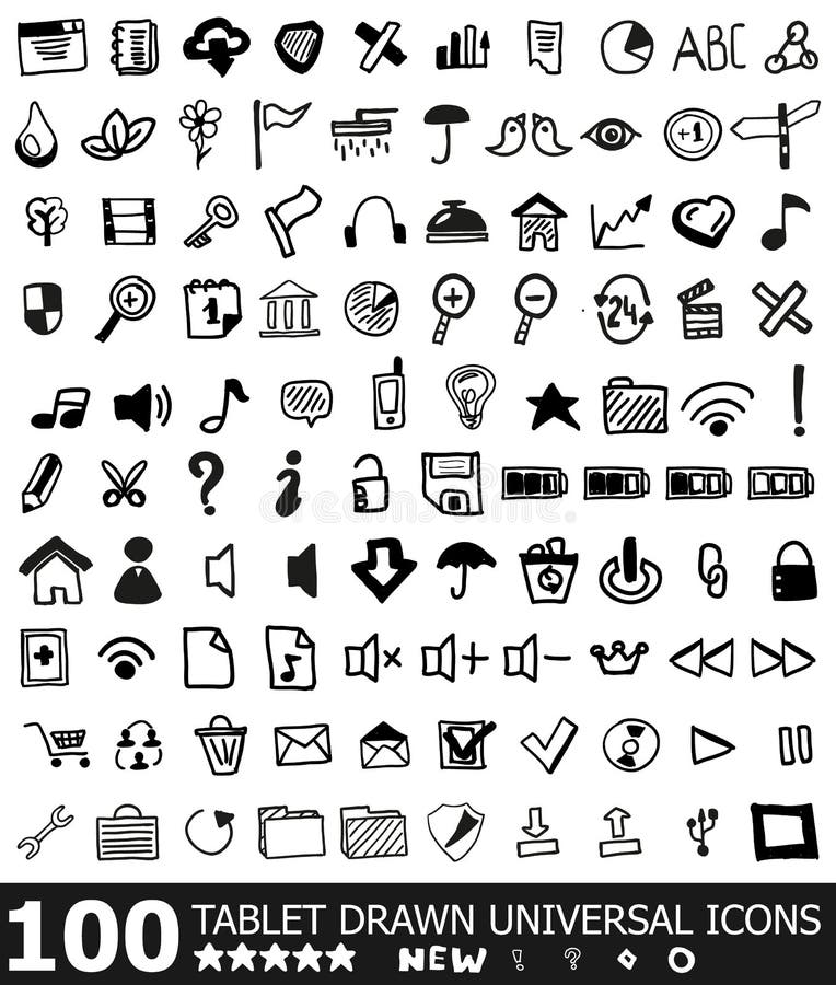 Set de pictograme Web desenat manual royalty free illustration