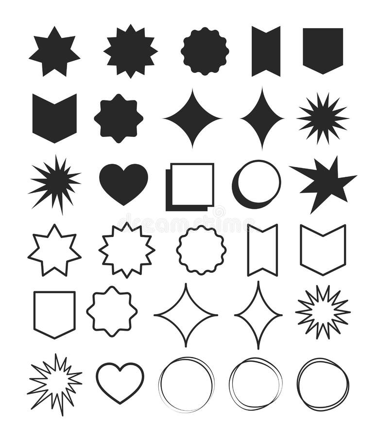 Set de proiectare pentru elementele de forme geometrice. simbol cu design geometric formă și linie stock illustration
