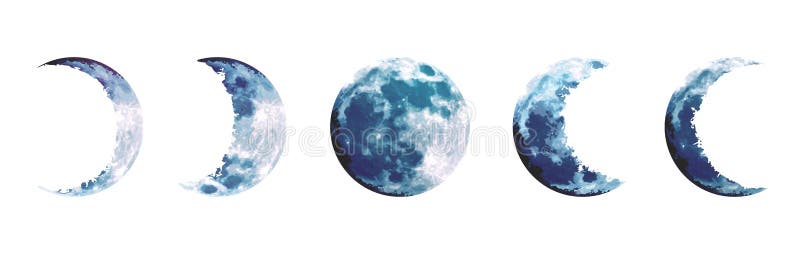 Set de proiectare vectorială pentru faze Lună albastră magică vector illustration