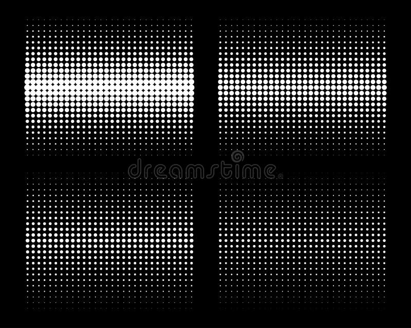 Set de puncte de fundal pentru semitonuri gradienți albi verticali. model puncte semiton șabloane orizontale. vector royalty free illustration