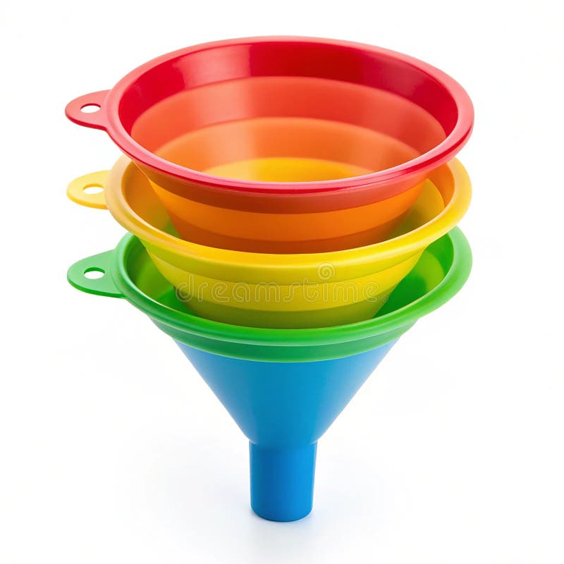 Set de pâlnie de bucătărie din plastic colorat vector illustration
