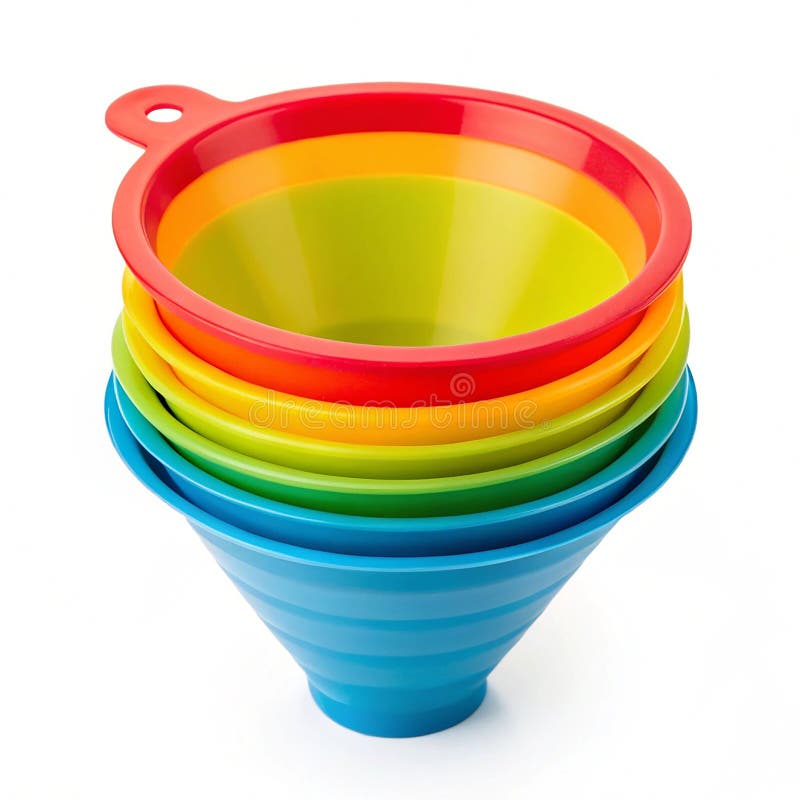 Set de pâlnie de bucătărie din plastic colorat vector illustration