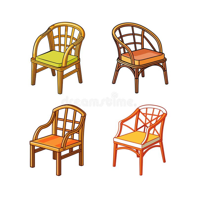 Set de scaune din bambus natural pentru o viață ecologică stock illustration