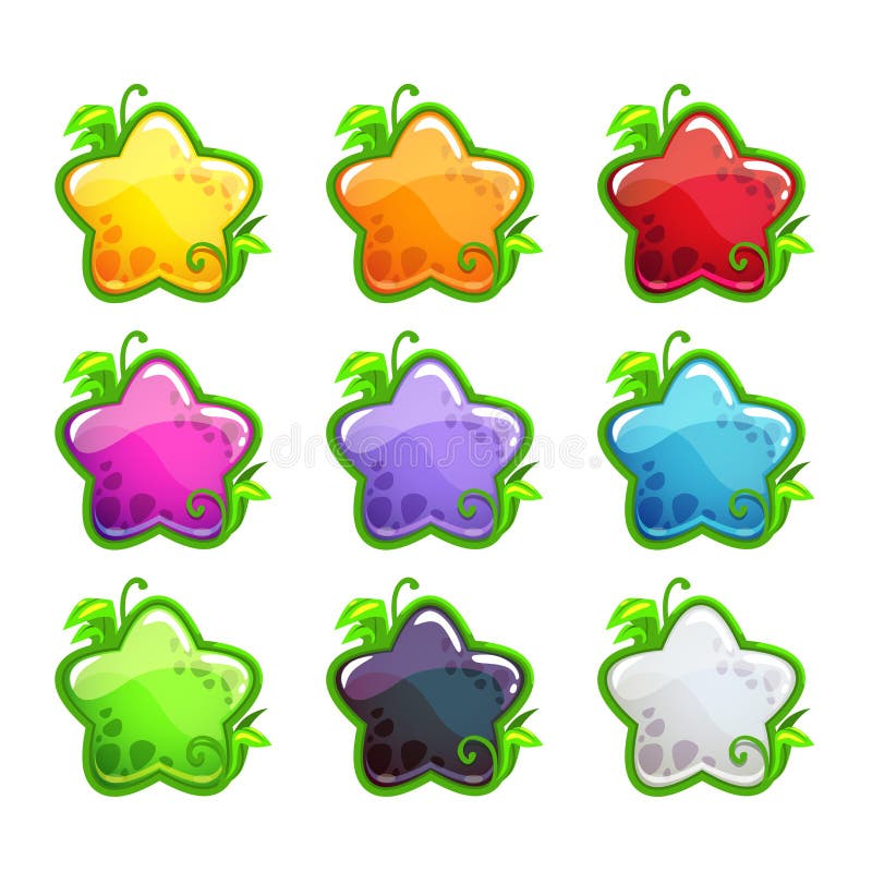 Set de stele colorate și colorate, animate, colorate, lucioase. royalty free illustration
