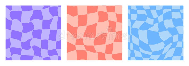 Set de tipare fără sudură 1960 1970, bipolat deformat. fundal psihedelic cu grilă retro-trippy. viremie estetică hippie vector illustration