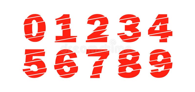 Set de zece numere de la zero la nouă. elemente de proiectare a numerelor vectorului roșu moderne. stil linie plată în linie orizontală vectorială numerală. șablon de ilustrare a elementelor vectoriale pentru design web sau card de întâmpinare