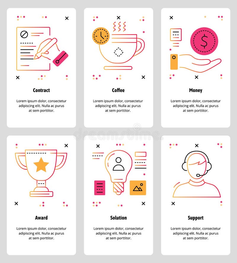 Set de șabloane pentru aplicații Web și mobile linie vectorială și pentru aplicații mobile vector illustration
