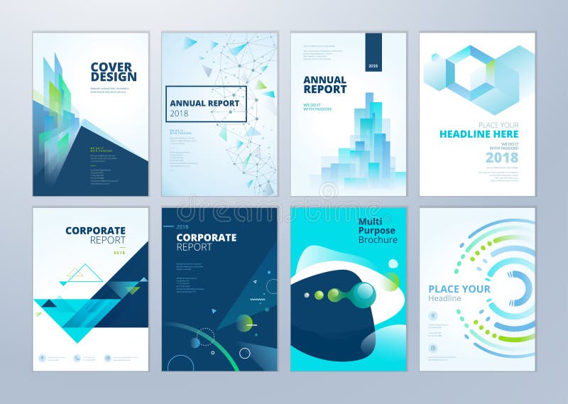 Set de șabloane de proiectare a raportului anual de broșură în format A4 royalty free illustration