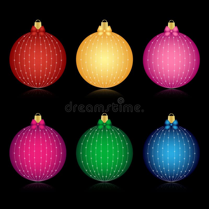 Set of decorated Christmas balls stock illustration