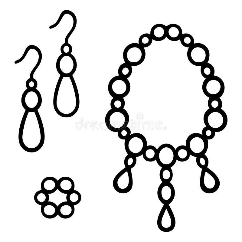 Set of trendy minimalistic necklaces, chains, and beads with golden and  peral pendants. Chain brushes include. Jewelry are displayed on black  mannequin busts. Vector cartoon clip art for fashion art. Stock Vector |