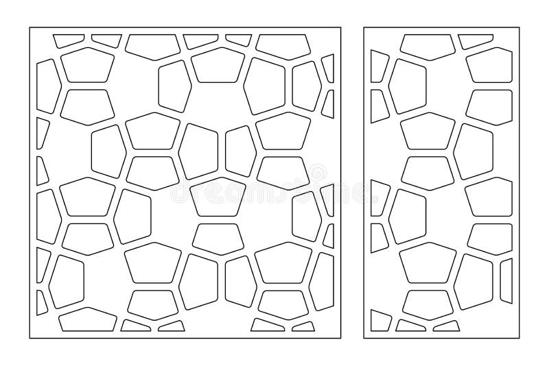 Set decorative card for cutting. Line, mosaic pattern. Laser cut. Ratio 1:1, 1:2. Vector illustration royalty free illustration