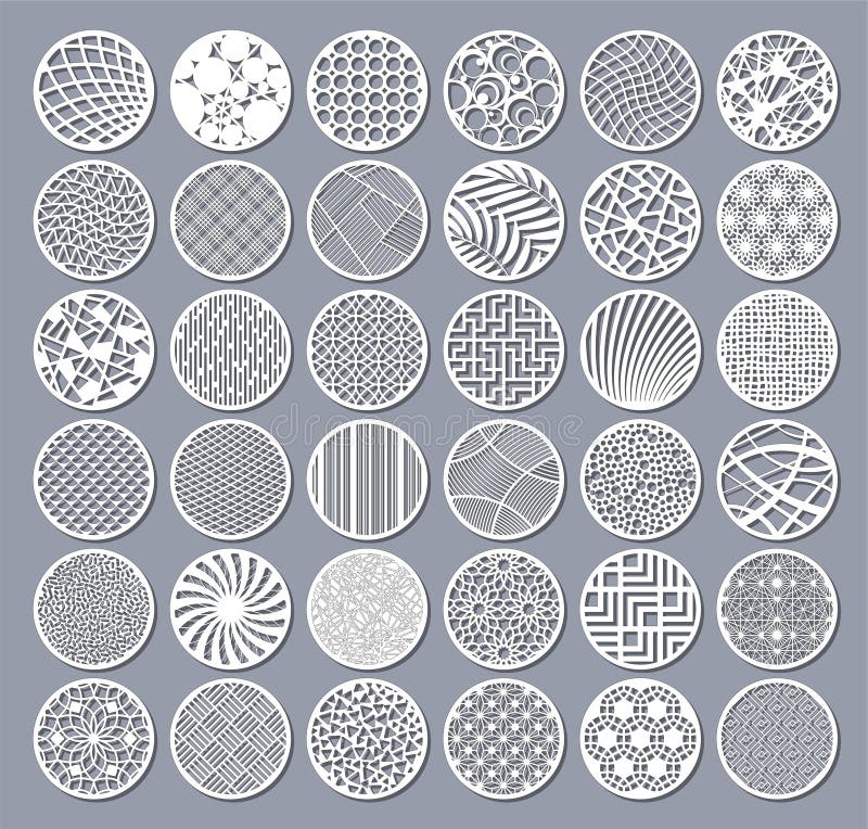 Set decorative circle card for cutting. Round Abstract geometric linear pattern. Laser cut. Vector illustration vector illustration