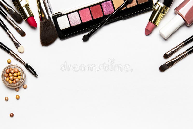 Set of Decorative Cosmetics Stock Photo Image of eyeshadow, flat