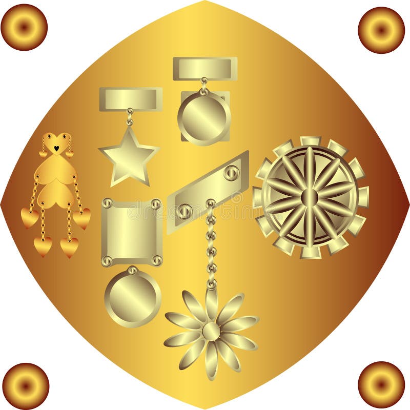 Set of Decorative Gold Ornaments Stock Vector Illustration of petals