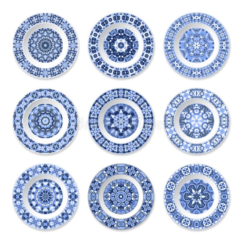 Decorative Blue Plates Design Stock Illustrations 459 Decorative Blue