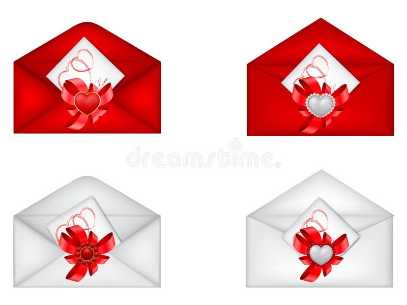 Set of decorative Saint Valentine s envelopes