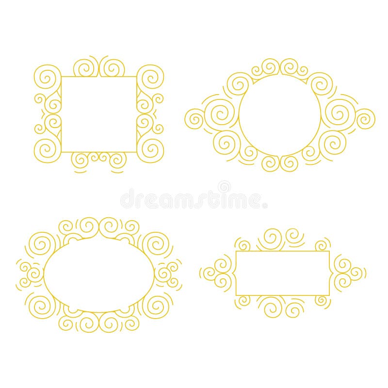 Set dekoracyjna rama z kopii przestrzenią dla teksta robić w nowożytnym kreskowego stylu wektorze ilustracja wektor Set dekoracyjna rama z kopii przestrzenią dla teksta robić w nowożytnym kreskowego stylu wektorze ilustracja wektor