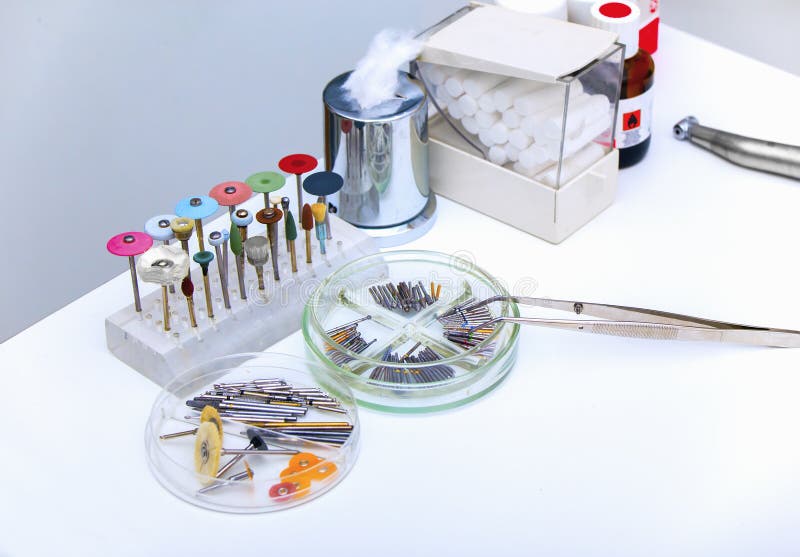 Set of Dental Burs and Grinding Wheels Stock Image Image of