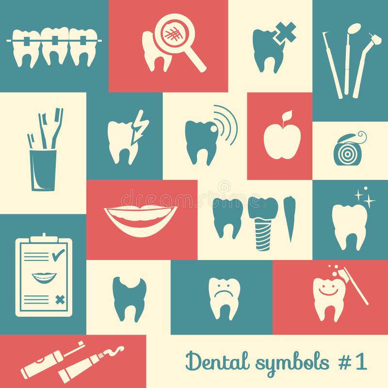 Set of Dentistry Symbols, Part 1 Stock Vector Illustration of