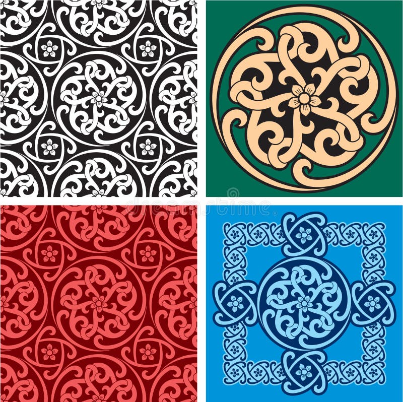 Set der nahtlosen Muster und des Auslegung-Elements lizenzfreie abbildung Set der nahtlosen Muster und des Auslegung-Elements lizenzfreie abbildung