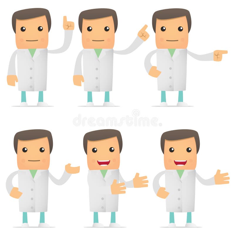 Set of funny cartoon doctor in various poses for use in presentations, etc. Set of funny cartoon doctor in various poses for use in presentations, etc.