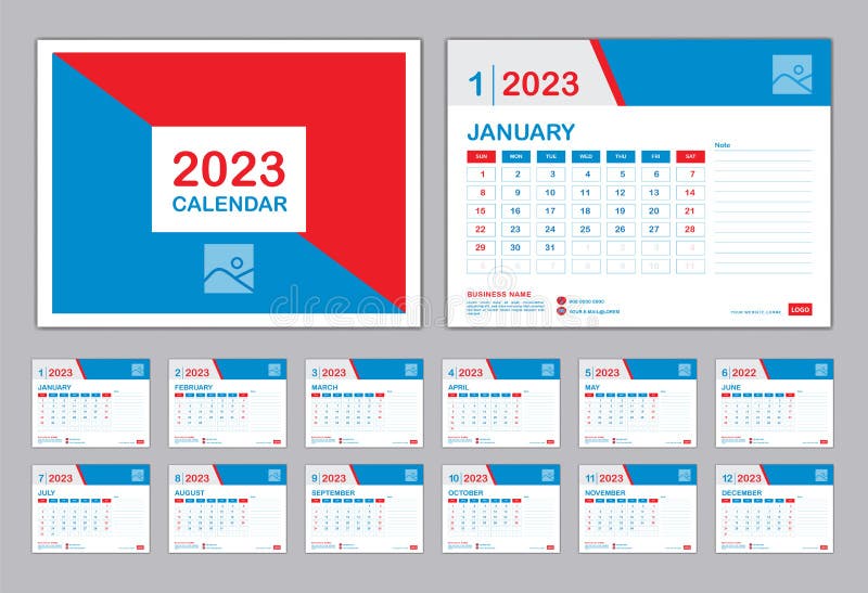 Calendar 2023 Template Set Desk Calendar 2023 Design Set Of 12 Months