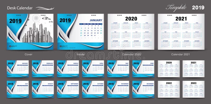 Set Desk Calendar 2019 Template Design Vector Calendar 2020 2021