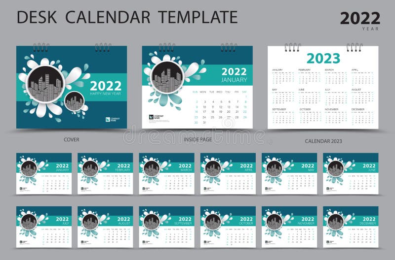 Desk Calendar 2023 Template Set Calendar Design Vector Illustration