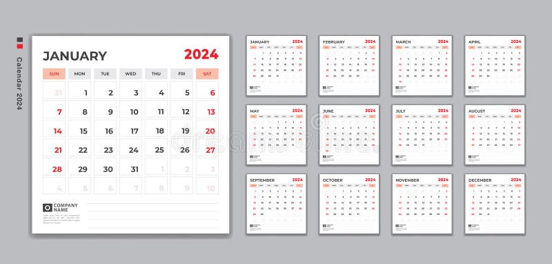 Calendar 2024 template vector desk calendar 2024 design wall calendar 2024 template stock