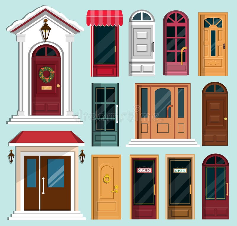 Set of detailed colorful front doors royalty free illustration Set of detailed colorful front doors royalty free illustration